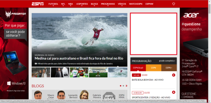 Arroba na homepage